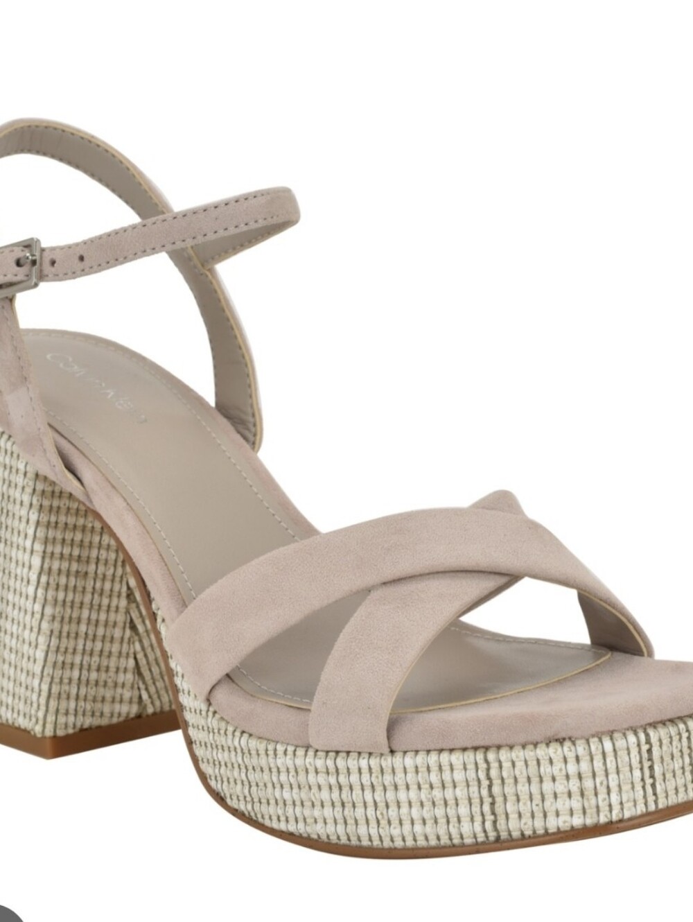 Calvin Klein Drancy Light Gray Block Heel Open Toe NEW